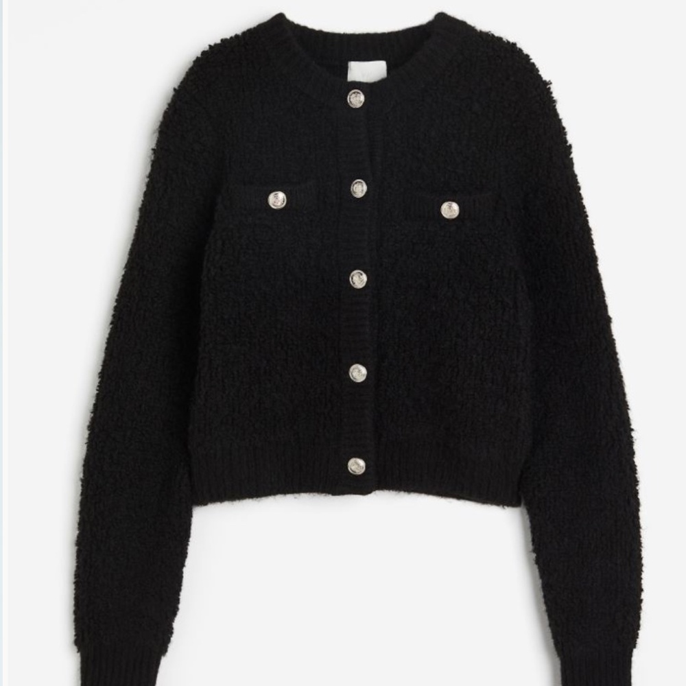 H&M Womens Boucle Cardigan Black XS